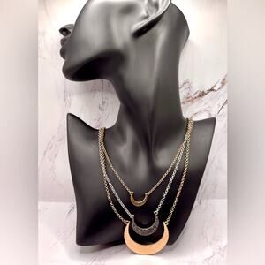 Lucky Brand triple crescent two tone moon necklace